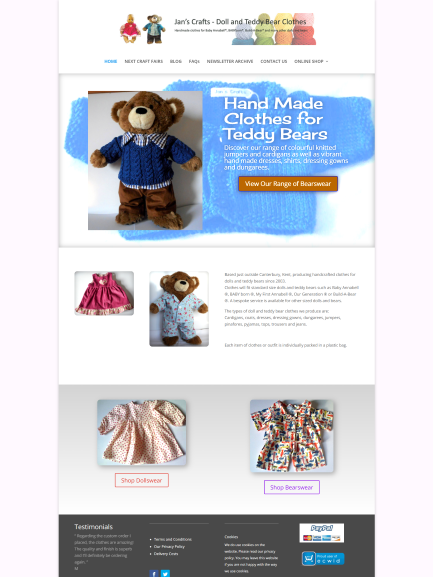 Jans Crafts Hand Made Teddy Bear and Dolls clothes in Barham Kent